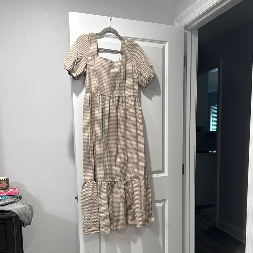 Mod Ref Gingham Maxi Dress - Tan